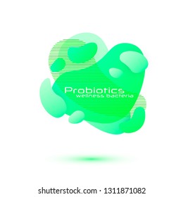 Probiotics bacteria vector design. Lactobacillus Vector Icon Design. Medical icons vector seamless pattern. Gradient geometric banners with flowing liquid shapes.