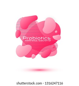 Probiotics bacteria vector design. Lactobacillus Vector Icon Design. Medical icons vector seamless pattern. Gradient geometric banners with flowing liquid shapes.