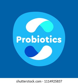 Probiotics Bacteria Vector Icon. Lactobacillus Prebiotic Healthy Nutrion Vector Emblem. Probiotic Bacteria Sign.
