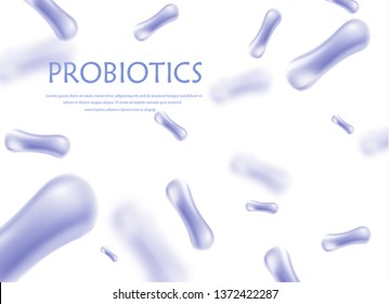 Probiotics bacteria vector illustration. Biology, science background. Medicine and treatment. Microscopic bacteria close-up.