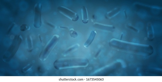 Probiotics Bacteria Vector Illustration. Biology, Science Background. Microscopic Bacteria Closeup.