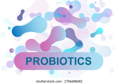 Probiotics Bacteria Vector illustration. Biology, Science background. Microscopic bacteria closeup.