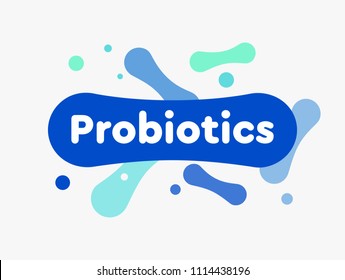 Probiotics Bacteria Vector Logo. Prebiotic, Lactobacillus Vector Icon Design. Concept of Logo or Vector Symbol for Milk Products Contains Lactobacillus Probiotic Bacteria.