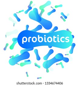 Probiotics Bacteria Vector Logo. Prebiotic, Lactobacillus Vector Icon Design.Biology, Science background. Microscopic bacteria closeup. Concept of Logo or Vector Symbol
