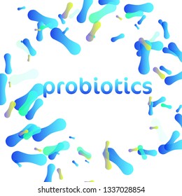 Probiotics Bacteria Vector Logo. Prebiotic, Lactobacillus Vector Icon Design.Biology, Science background. Microscopic bacteria closeup. Concept of Logo or Vector Symbol
