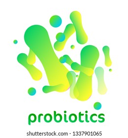 Probiotics Bacteria Vector Logo. Prebiotic, Lactobacillus Vector Icon Design.Biology, Science background. Microscopic bacteria closeup. Concept of Logo or Vector Symbol

