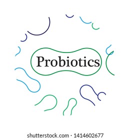 Probiotics Bacteria Vector Logo. Prebiotic, Lactobacillus Vector Icon Design. Concept of Logo or Vector Symbol for Milk Products Contains Lactobacillus Probiotic Bacteria 