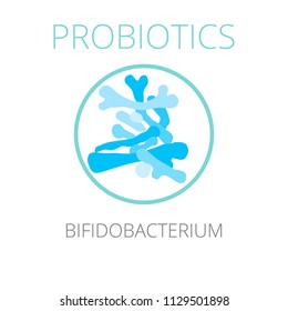 Probiotics Bifidobacterium, vector illustration. Good bacteria microorganism isolated on white background. Probiotics vector concept.