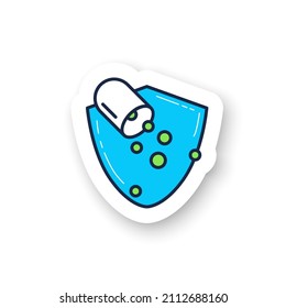 Probiotics In Capsule Sticker.Probiotic Supplement For Healthy Balance Of Gut Bacteria, Immune And Digestive Health.Human Flora, Medicine Badge For Design. Healthcare Vector Emblem