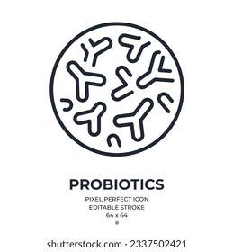 Probiotics editable stroke outline icon isolated on white background flat vector illustration. Pixel perfect. 64 x 64.