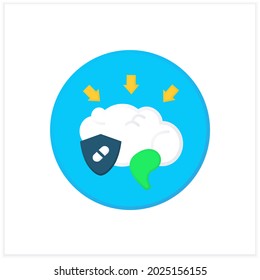 Probiotics flat icon. Vitamins and probiotics effect on brain. Good human bacteria flora concept. Nutrition, immune system, medicine and healthcare. Color vector illustration