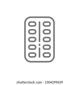 Probiotics, good bacteria in tablets line icon.
