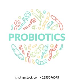Probiotics hand drawn logo. Scientific vector illustration in sketch style
