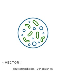 probiotics icon, good bacteria linear sign isolated on white background, editable stroke eps 10 vector illustration