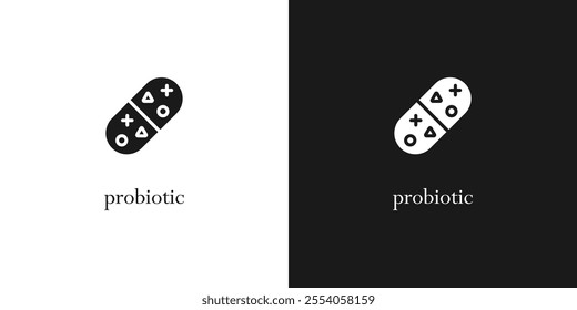 Probiotics icon. Good bacteria and microorganisms for human health. Microscopic probiotics, good bacterial flora.