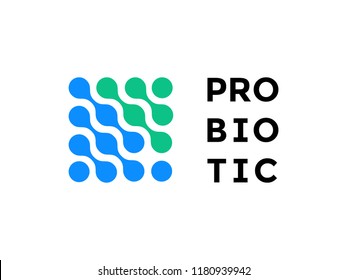 Probiotics Icon Or Molecule Logo For Health Food And Drink Or Contains Probiotic Package Design Label