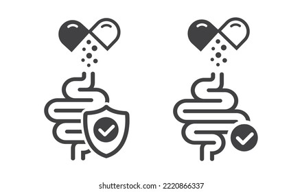 Probiotics linear icon. Capsule with probiotic enzymes.