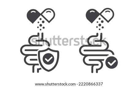 Probiotics linear icon. Capsule with probiotic enzymes.