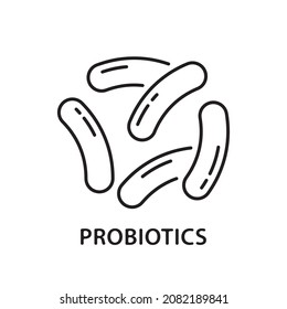 Probiotics linear icon. Outline simple vector of beneficial microorganisms or live bacteria. Contour isolated pictogram on white background