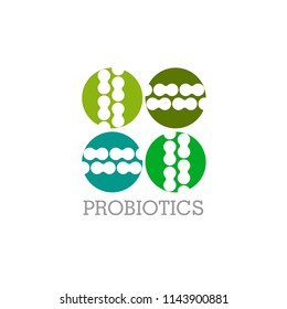 Probiotics logo. Bacteria logo. Concept of healthy nutrition ingredient for therapeutic purposes. Simple flat style trend modern logotype graphic design isolated