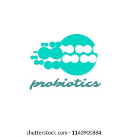 Probiotics logo. Bacteria logo. Concept of healthy nutrition ingredient for therapeutic purposes. Simple flat style trend modern logotype graphic design isolated