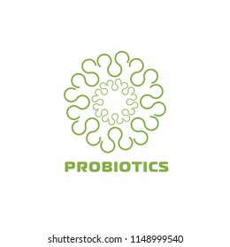 Probiotics logo. Bacteria logo. Concept of healthy nutrition ingredient for therapeutic purposes. Simple flat style trend modern logotype graphic design isolated