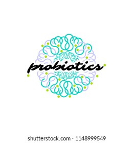 Probiotics logo. Bacteria logo. Concept of healthy nutrition ingredient for therapeutic purposes. Simple flat style trend modern logotype graphic design isolated