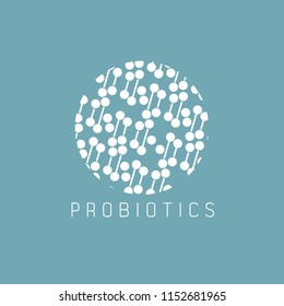 Probiotics logo. Bacteria logo. Concept of healthy nutrition ingredient for therapeutic purposes. Simple flat style trend modern logotype graphic design isolated