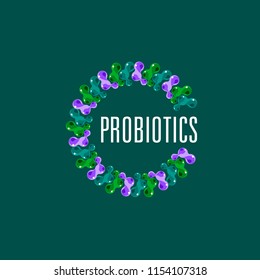 Probiotics logo. Bacteria logo. Concept of healthy nutrition ingredient for therapeutic purposes. Simple flat style trend modern logotype graphic design isolated