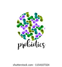 Probiotics logo. Bacteria logo. Concept of healthy nutrition ingredient for therapeutic purposes. Simple flat style trend modern logotype graphic design isolated
