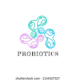 Probiotics logo. Bacteria logo. Concept of healthy nutrition ingredient for therapeutic purposes. Simple flat style trend modern logotype graphic design isolated