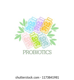 Probiotics logo. Bacteria logo. Concept of healthy nutrition ingredient for therapeutic purposes. Simple flat style trend modern logotype graphic design isolated