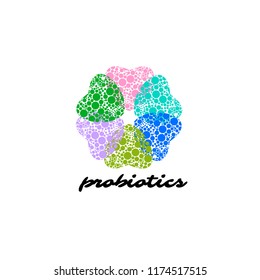 Probiotics logo. Bacteria logo. Concept of healthy nutrition ingredient for therapeutic purposes. Simple flat style trend modern logotype graphic design isolated