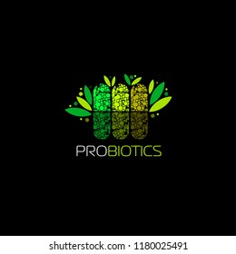 Probiotics logo. Bacteria logo. Concept of healthy nutrition ingredient for therapeutic purposes. Simple flat style trend modern logotype graphic design isolated