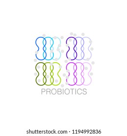 Probiotics logo. Bacteria logo. Concept of healthy nutrition ingredient for therapeutic purposes. Simple flat style trend modern logotype graphic design isolated
