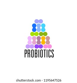 Probiotics logo. Bacteria logo. Concept of healthy nutrition ingredient for therapeutic purposes. Simple flat style trend modern logotype graphic design isolated
