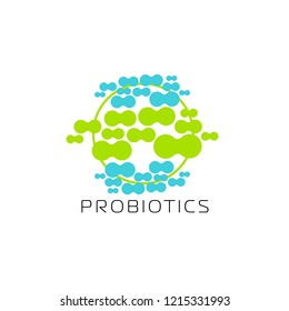Probiotics logo. Bacteria logo. Concept of healthy nutrition ingredient for therapeutic purposes. Simple flat style trend modern logotype graphic design isolated
