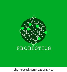 Probiotics logo. Bacteria logo. Concept of healthy nutrition ingredient for therapeutic purposes. Simple flat style trend modern logotype graphic design isolated