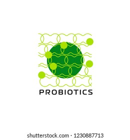 Probiotics logo. Bacteria logo. Concept of healthy nutrition ingredient for therapeutic purposes. Simple flat style trend modern logotype graphic design isolated
