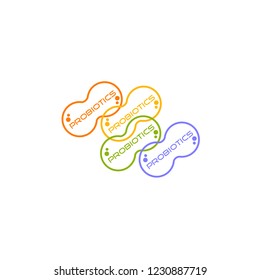 Probiotics logo. Bacteria logo. Concept of healthy nutrition ingredient for therapeutic purposes. Simple flat style trend modern logotype graphic design isolated