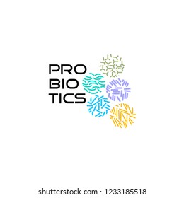 Probiotics logo. Bacteria logo. Concept of healthy nutrition ingredient for therapeutic purposes. Simple flat style trend modern logotype graphic design isolated