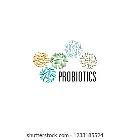Probiotics logo. Bacteria logo. Concept of healthy nutrition ingredient for therapeutic purposes. Simple flat style trend modern logotype graphic design isolated