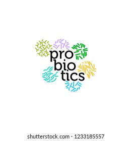 Probiotics logo. Bacteria logo. Concept of healthy nutrition ingredient for therapeutic purposes. Simple flat style trend modern logotype graphic design isolated