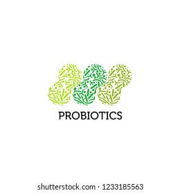 Probiotics logo. Bacteria logo. Concept of healthy nutrition ingredient for therapeutic purposes. Simple flat style trend modern logotype graphic design isolated