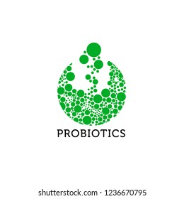 Probiotics logo. Bacteria logo. Concept of healthy nutrition ingredient for therapeutic purposes. Simple flat style trend modern logotype graphic design isolated