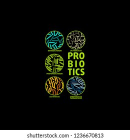 Probiotics logo. Bacteria logo. Concept of healthy nutrition ingredient for therapeutic purposes. Simple flat style trend modern logotype graphic design isolated