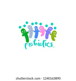 Probiotics logo. Bacteria logo. Concept of healthy nutrition ingredient for therapeutic purposes. Simple flat style trend modern logotype graphic design isolated