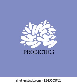 Probiotics logo. Bacteria logo. Concept of healthy nutrition ingredient for therapeutic purposes. Simple flat style trend modern logotype graphic design isolated