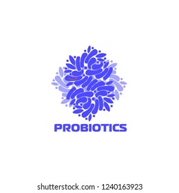 Probiotics logo. Bacteria logo. Concept of healthy nutrition ingredient for therapeutic purposes. Simple flat style trend modern logotype graphic design isolated