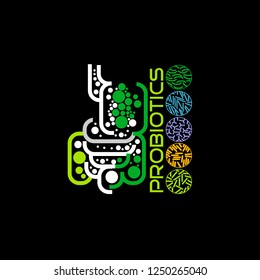 Probiotics logo. Bacteria logo. Concept of healthy nutrition ingredient for therapeutic purposes. Simple flat style trend modern logotype graphic design isolated